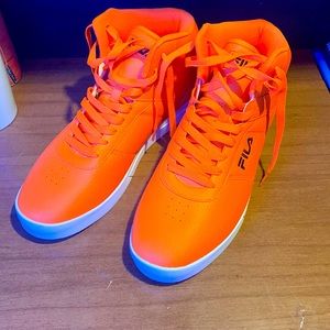 Neon orange Men’s high top filas